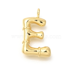 Rack Plating Brass Pendants, Cadmium Free & Lead Free, Letter A~Z Charms, Letter E, 24x14x5mm, Hole, 2mm(KK-I722-08G-E)