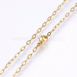 304 Stainless Steel Cable Chains Necklaces, with Lobster Claw Clasps, Golden, 17.7 inch(45cm), 2x0.5mm, link: 4x2x0.5mm(MAK-L015-36A)