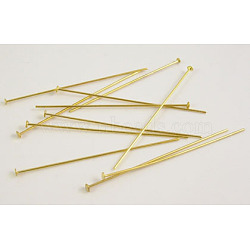 Brass Flat Head Pins, Cadmium Free & Lead Free, Golden Color, Size: about 0.75~0.8mm thick, 5.0cm long, head: 2mm, about 250pcs/50g(X-HP5.0cmCY-G)