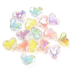 Transparent Acrylic Beads, Bead in Bead, Heart, Mixed Color, 15x21x11.5mm, Hole: 3mm(OACR-P023-10)