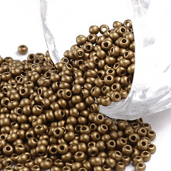 11/0 Grade A Baking Paint Glass Seed Beads, Round, Dark Goldenrod, 2.3x1.5mm, Hole: 1mm, about 5300pcs/50g(X-SEED-N001-A-1038)