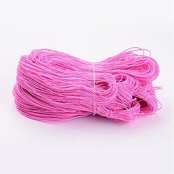 Round Elastic Cord, Made of Rubber, Wrapped by Fibre, Pink, 1mm, about 25.15~27.34 yards(23~25m)/bundle(YRB1MM-7)