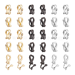 60Pcs 3 Colors 304 Stainless Steel Clip-on Earring Findings, with Horizontal Loops, Mixed Color, 12x6x8.5mm, Hole: 1mm, 20pcs/color(STAS-UN0048-61)