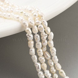 Natural Keshi Pearl Cultured Freshwater Pearl Beads Strands, Baroque Pearls, Grade 3A, Rice, Snow, 2~2.5mm, Hole: 3mm, about 55pcs/strand, 7.09''(18cm)(PEAR-P062-21)