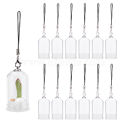 Glass Dome Cloche Cover, Bell Jar Pendant Decoration, with Tampions, Alloy Findings and Nylon Cord, Clear, 117mm(HJEW-PH0001-26)