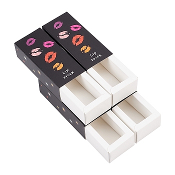 Paper Drawer Box, Lipstick Packing Box, Rectanlge, Black, Finished Product: 8.8x2.7x2.7cm
