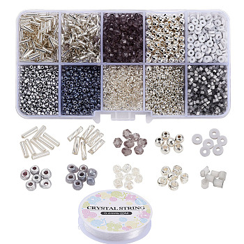 DIY Jewelry Making Kits, Including 12/0 Glass Seed Beads, Glass Bugle Beads, ABS Plastic & Acrylic Beads, Polymer Clay Beads, Thread, Mixed Color, Beads: 5460pcs/set