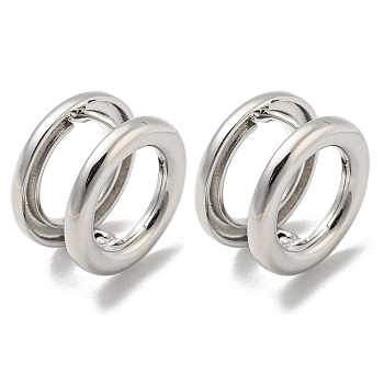 Brass Hoop Earrings, Ring, Platinum, 21.5x22mm