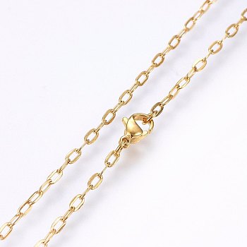 304 Stainless Steel Cable Chains Necklaces, with Lobster Claw Clasps, Golden, 17.7 inch(45cm), 2x0.5mm, link: 4x2x0.5mm