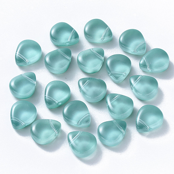 Baking Painted Glass Beads, Top Drilled Beads, Imitation Jade, Teardrop, Light Sea Green, 12.5x10.5x5.5mm, Hole: 0.9mm