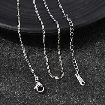 12Pcs 1.8MM 304 Stainless Steel Textured Twisted Chain Necklaces for Men Women, Tarnish Free, Stainless Steel Color, 17.72 inch(45cm), 1.8mm wide, 50mm extender chain