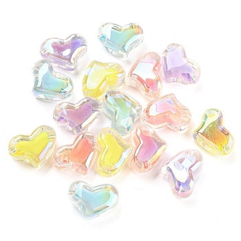 Transparent Acrylic Beads, Bead in Bead, Heart, Mixed Color, 15x21x11.5mm, Hole: 3mm