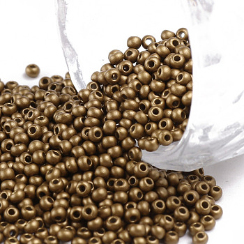 11/0 Grade A Baking Paint Glass Seed Beads, Round, Dark Goldenrod, 2.3x1.5mm, Hole: 1mm, about 5300pcs/50g
