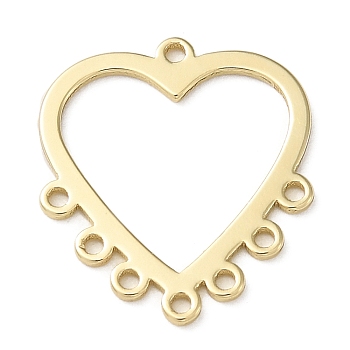 Brass Chandelier Component Links, Connector, Golden, Heart, 17x15x1mm, Hole: 1mm