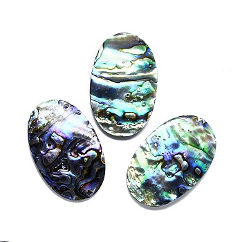 Natural Abalone Shell/Paua Shell Cabochons, Oval, Colorful, 54x34x4~7mm