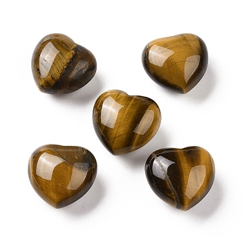 Natural Tiger Eye Heart Love Stone, Pocket Palm Stone for Reiki Balancing, 24x25.5x15.5mm
