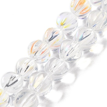 Transparent Glass Beads Strands, Lantern, Clear AB, 8.5x7.5x8mm, Hole: 1.2mm, about 45~46pcs/strand, 14.37 inch(36.5cm)
