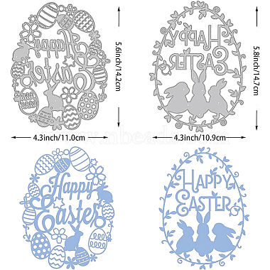 2 pcs 2 styles joyeuses pâques en acier au carbone matrices de découpe pochoirs(DIY-WH0309-719)-2
