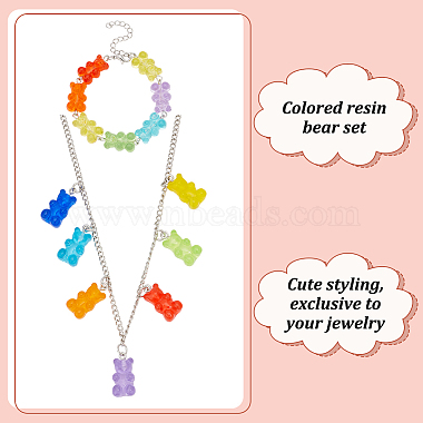 Bear Resin Pendant Necklaces & Beaded Bracelets & Dangle Earrings(SJEW-AN0001-36)-3