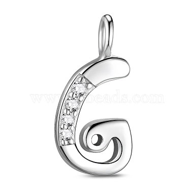 Platinum Clear Alphabet Sterling Silver+Cubic Zirconia Charms