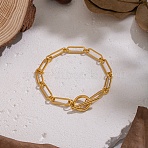 Minimalist 5mm 304 Stainless Steel Paperclip Chain OT Bracelets for Women, Real 18K Gold Plated, 6-3/4 inch(17cm)(DI6233-2)