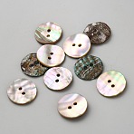 Natural Shell Buttons, 2-Hole, Flat Round, Colorful, 17.5x2.5mm, Hole: 2mm(BUTT-WH0024-041E)