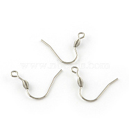 201 Stainless Steel Earring Hooks, with Horizontal Loop, Stainless Steel Color, 20x20x0.8mm, Hole: 2mm, 20 Gauge, Pin: 0.8mm(STAS-R063-66)