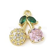 Brass Micro Pave Cubic Zirconia Pendants, Fruit Charms, Rack Plating, Long-Lasting Plated, Real 14K Gold Filled, 14x12x3mm, Hole: 1.2mm(KK-P290-02B-G)