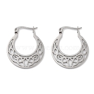 304 Stainless Steel Hoop Earrings, Moon, Stainless Steel Color, 26.5x25x1mm(EJEW-P271-01P)