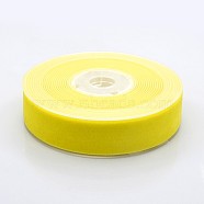 Polyester Velvet Ribbon for Gift Packing and Festival Decoration, Yellow, 7/8 inch(23mm), about 25yards/roll(22.86m/roll)(SRIB-M001-23mm-640)