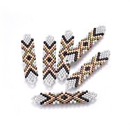 MIYUKI & TOHO Handmade Japanese Seed Beads Links, Loom Pattern, Shuttle Shape, Colorful, 41.5~42.5x8.5~9x1.7mm, Hole: 2mm(SEED-A027-T13)