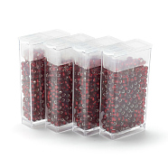 MGB Matsuno Glass Beads, Japanese Seed Beads, 12/0 Silver Lined Glass Round Hole Rocailles Seed Beads, Dark Red, 2x1mm, Hole: 0.5mm, about 900pcs/box, net weight: about 10g/box(SEED-R033-2mm-38RR)