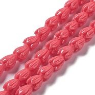 Synthetic Coral Beads Strands, Dyed, Flower, Salmon, 8~9x6.5~7.5x7~8mm, Hole: 0.7mm, about 45pcs/strand, 14.57''~14.76''(37~37.5cm)(G-Q1007-01C-03)