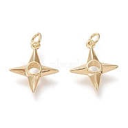 Brass Pendants, with Jump Rings, Long-Lasting Plated, Hollow, Star, Real 18K Gold Plated, 18x15.5x3.5mm, Hole: 3.2mm(KK-F820-24G)