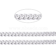 304 Stainless Steel Cuban Link Chains, Chunky Chains, Unwelded, with Spool, Stainless Steel Color, Link: 10x7x1.8mm, about 32.8 Feet(10m)/roll(CHS-D032-02P)