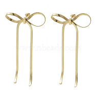 304 Stainless Steel Studs Earrings, Jewely for Women, Bowknot, Golden, 98x46mm(EJEW-K272-01G)