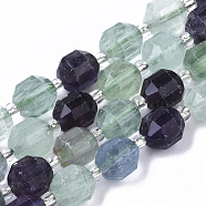 Natural Fluorite Beads Strands, Round, Faceted, 7.5x8mm, Hole: 1.2mm, about 18~20pcs/strand, 7.48 inch(19cm)(G-R462-07)