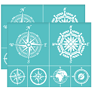 Self-Adhesive Silk Screen Printing Stencil, for Painting on Wood, DIY Decoration T-Shirt Fabric, Turquoise, Compass Pattern, 280x220mm(DIY-WH0338-076)