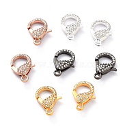 Alloy Rhinestone Lobster Claw Clasps, Mixed Color, 31x22x7mm, Hole: 3mm(PALLOY-L166-01)