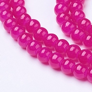 Imitation Jade Glass Beads Strands, Spray Painted, Round, Magenta, 6mm, Hole: 1.3~1.6mm, about 133pcs/strand, 31.4 inch(X-DGLA-S076-6mm-24)