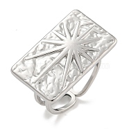 304 Stainless Steel Ring for Women, Rectangle, Stainless Steel Color, 14x23mm,US Size 6(16.5mm)(RJEW-U014-18P)