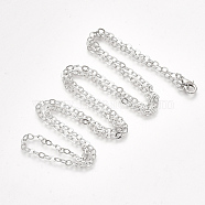 Brass Cable Chain Necklace Making, with Lobster Claw Clasps, Platinum, 32 inch(81.5cm)(MAK-T006-05P)