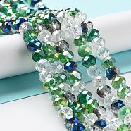 Glass Beads Strands, Faceted, Rondelle, Dark Green, 8x6mm, Hole: 1mm, about 65~68pcs/strand, 15.7~16.1 inch(40~41cm)(EGLA-A034-M8mm-24)