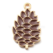 Thanksgiving Day Alloy Enamel Pendants, Light Gold, Pine Cones, 23x13.5x1.5mm, Hole: 1.8mm(ENAM-D060-01G-KCG)