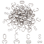 AHADERMAKER 80Pcs 4 Style Stainless Steel Quick Link Connectors, Chain Findings, Number 3 Shaped Clasps, Stainless Steel Color, 12~15x6~8x2~4.5mm, Inner Diameter: 10~13x3.8~5.5mm, 20pcs/style(STAS-GA0001-42)