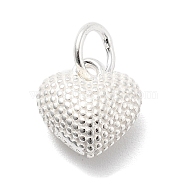 925 Sterling Silver Charms, with 925 Stamp and Jump Rings, Silver Color Plated, Heart, 9.5x9x5mm, Hole: 4mm(STER-S009-07A-S)