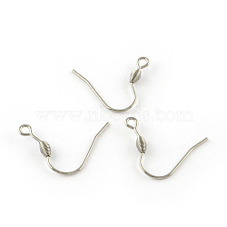 Tarnish Resistant 201 Stainless Steel Earring Hooks, with Horizontal Loop, Stainless Steel Color, 20x20x0.8mm, Hole: 2mm, 20 Gauge, Pin: 0.8mm(STAS-R063-66)