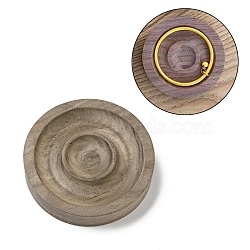 Walnut Wooden Bangle Bracelet Finger Ring Diplay Holder Tray, Flat Round, Coffee, 95x20mm, Bracelet Groove: 41~77mm, Ring tray(BDIS-D002-01C)