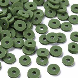 Eco-Friendly Handmade Polymer Clay Beads, Disc/Flat Round, Heishi Beads, Olive Drab, 6x1mm, Hole: 2mm, about 23500pcs/1000g(CLAY-R067-6.0mm-B43)