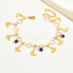 Real 18K Gold Plated Vintage Butterfly Charm Anklets for Women, Adjustable and Stylish, 8-1/8 inch(20.5cm)(YK1281)